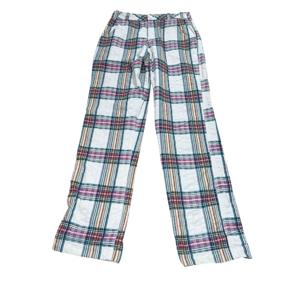 Free People Pants - Free People Marlowe Yard Trousers Pants Plaid Seersucker Straight Leg‎ Size 4